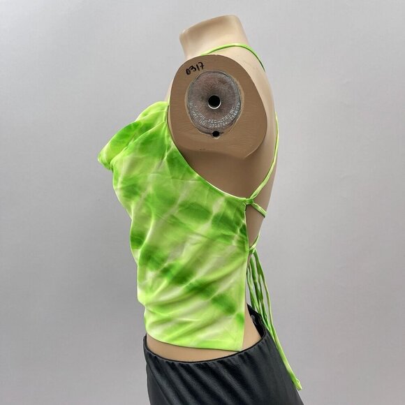 Hours Cowl Neck Backless Sexy Cami Top Strappy Back Tie-Dye Green Womens M - Picture 5 of 11